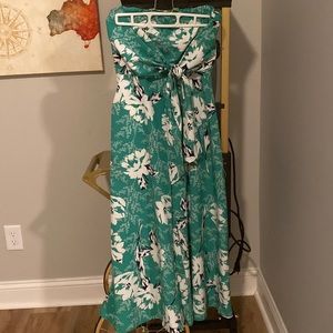 Green floral pants romper with pockets